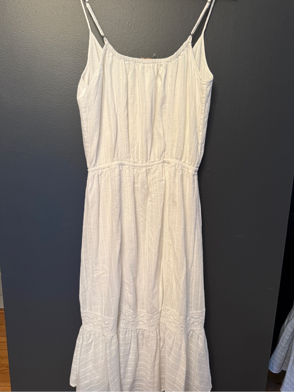 Ella Moss White Midi Dress with Spaghetti Straps